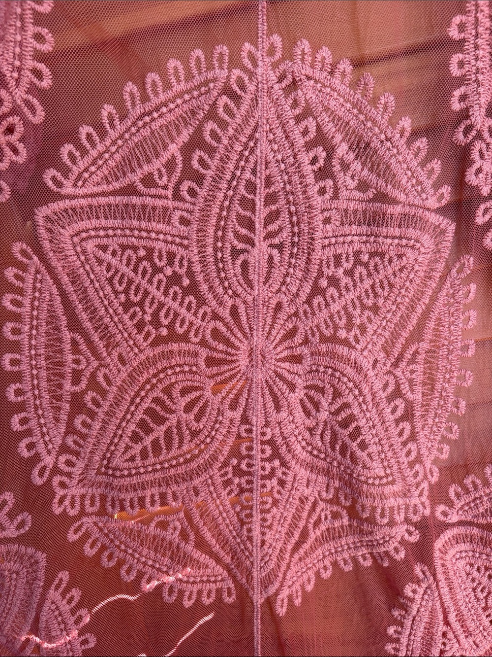 Dusty Rose Lace Overlay Cardigan Kimono Beach Cover up - Picture 2 of 5
